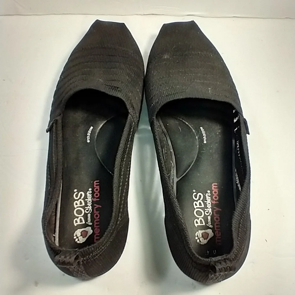 BOBS by Skechers Plush Golden Hour Black Slip On Comfort Shoes Women's sz 10.